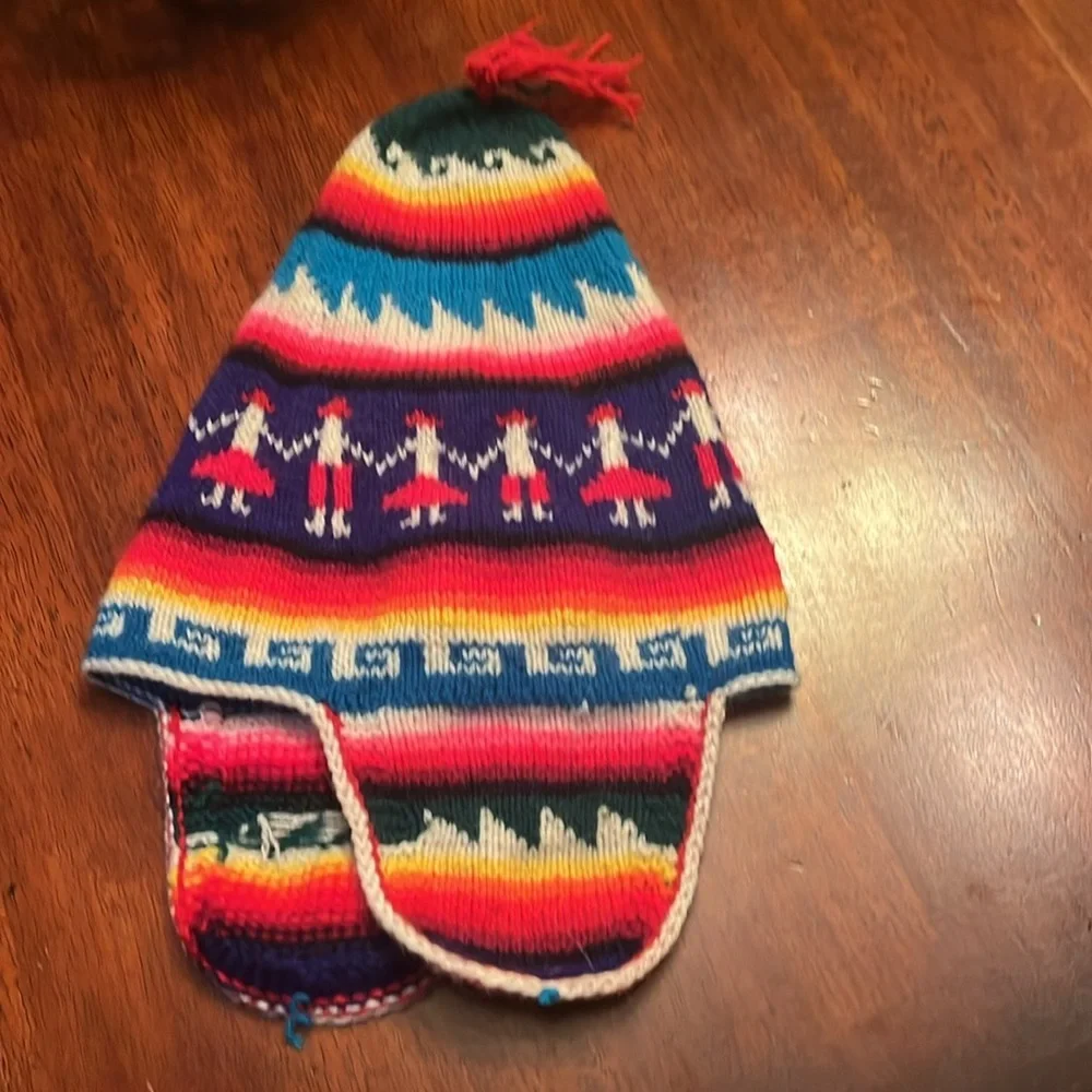 Handmade knit hat toboggan child's OS